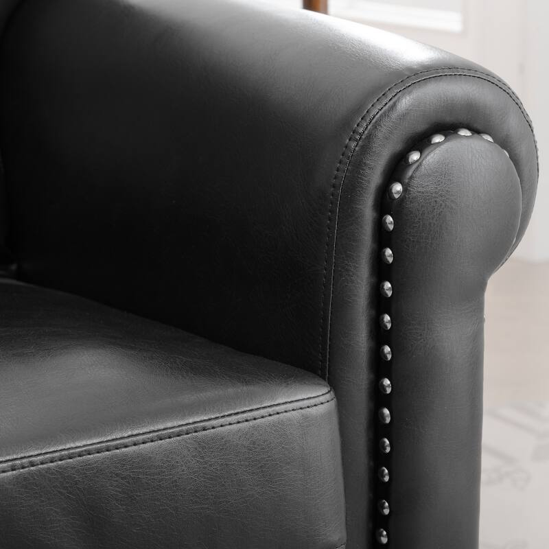 Black PU 37.4" Accent Chair with Nailheads