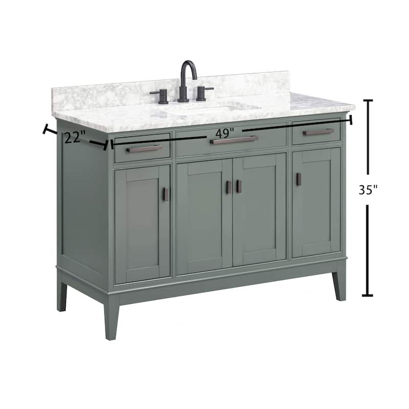 Madison 48 in. Single Sink Bathroom Vanity with Carrara Marble Top - 49"W x 22"D