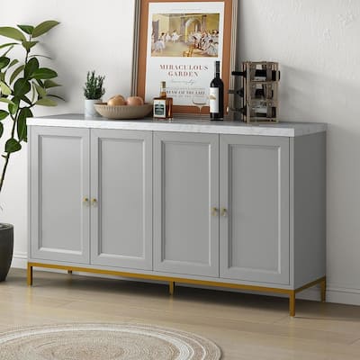 60'' Modern Wide 4 Doors Sideboard with Adjustable Shelves