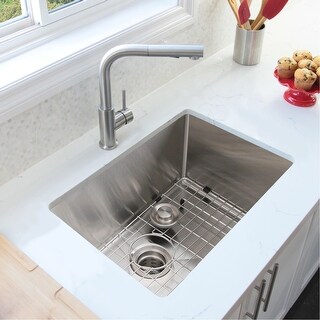 30 L X 18 W Stainless Steel Single Basin Undermount Kitchen Sink With Grid And Strainer Overstock 19976924