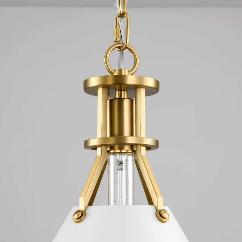 1-Light Modern Industrial Brushed Gold Cone Adjustable Pendant Light for Kitchen Island