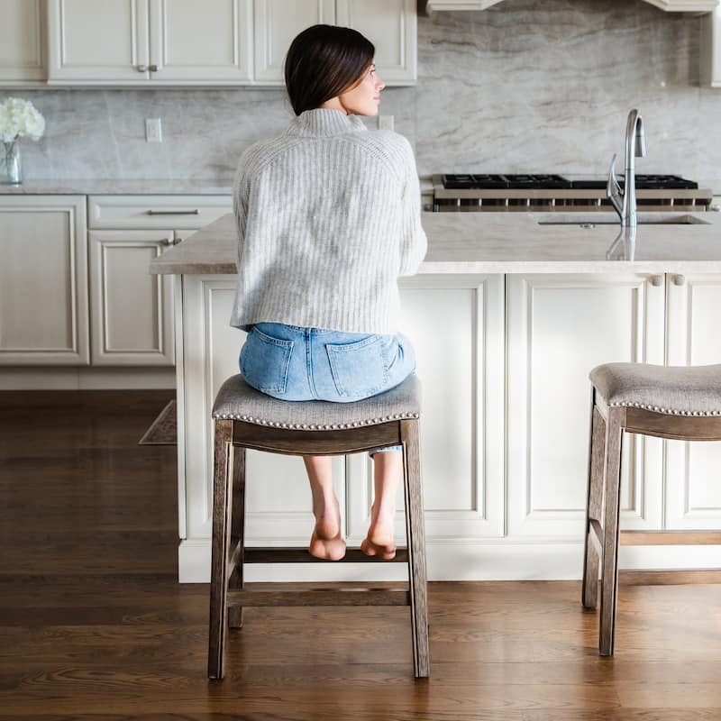 Maven Lane 26" Adrien Saddle Kitchen Counter Height Stool