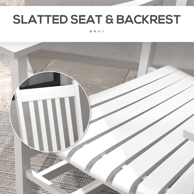 Outsunny Wooden Rocking Chair Set w/ Foldable Side Table, Outdoor Rocker Chairs