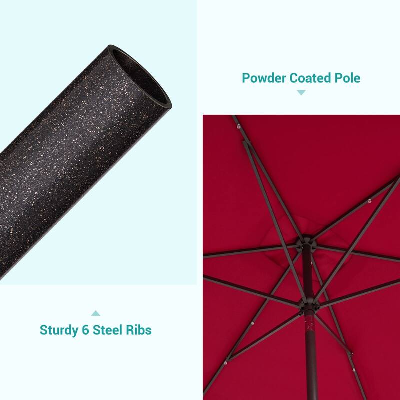 Bonosuki 10 x 6.5ft LED Patio Rectangular Umbrella Outdoor Market Umbrella Aluminium/Steel with Tilt and Crank