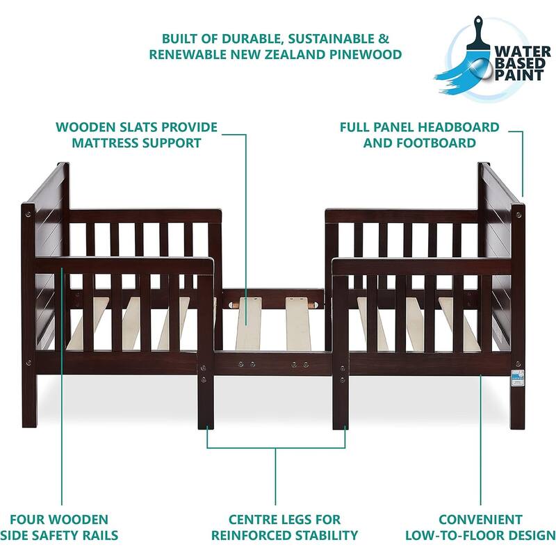 Dream On Me Hudson 3 in 1 Convertible Toddler Bed Espresso