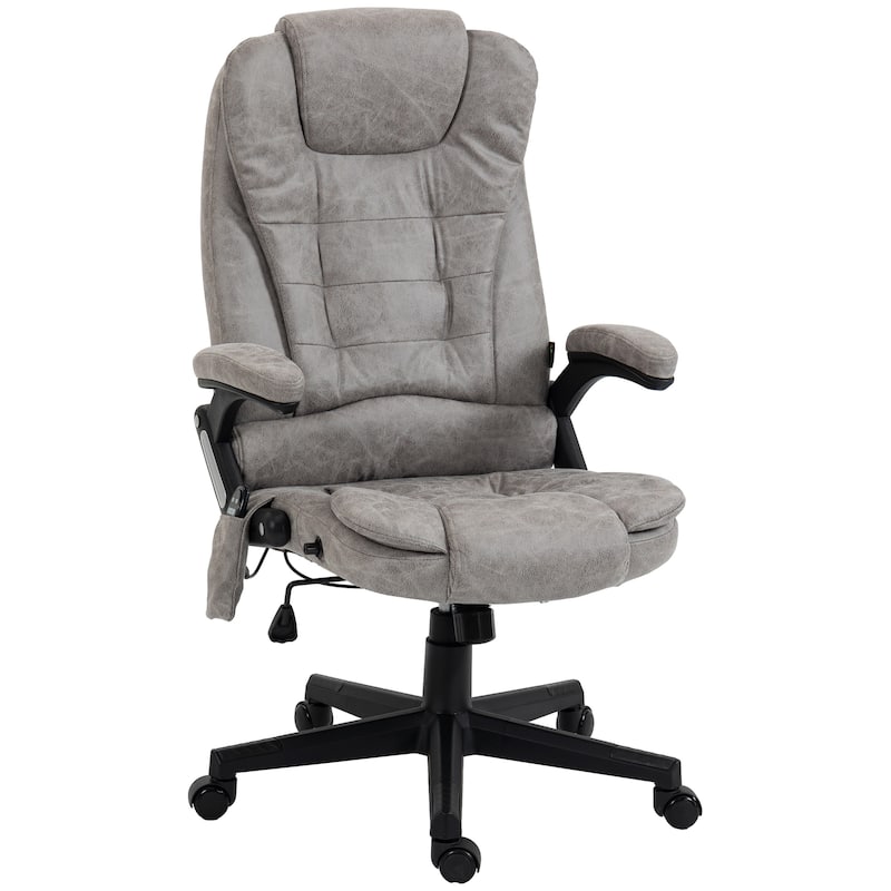 PU Leather 360° Swivel High Back Office Recliner with Vibration Massage, Lumbar Heating, Adjustable Height