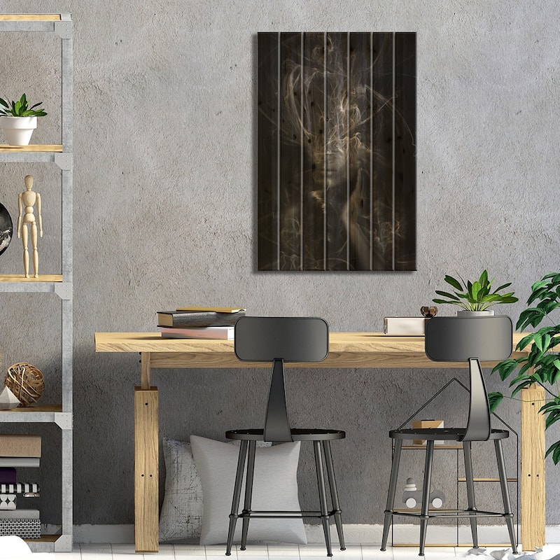 Thinking Print On Wood by Tatiana Amrein - Multi-Color