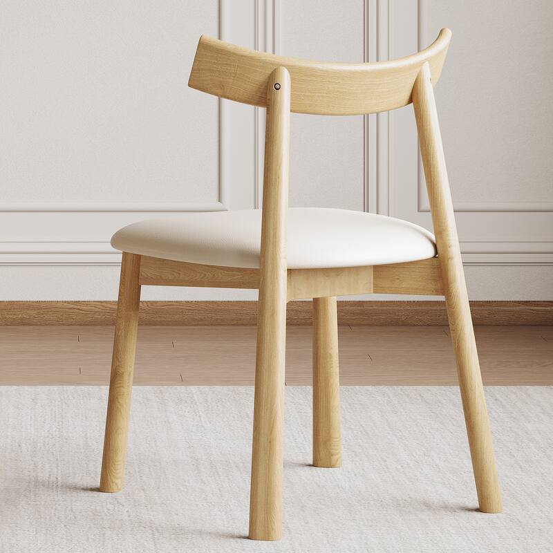 Roomfitters Set of 2 Modern Dining Chairs, Ergonomic Armless Kitchen Chairs with Curved Backrest and Leather Cushions