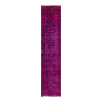 Contemporary Overdyed Wool Hand Knotted Runner - 2' 6" x 11' 10"
