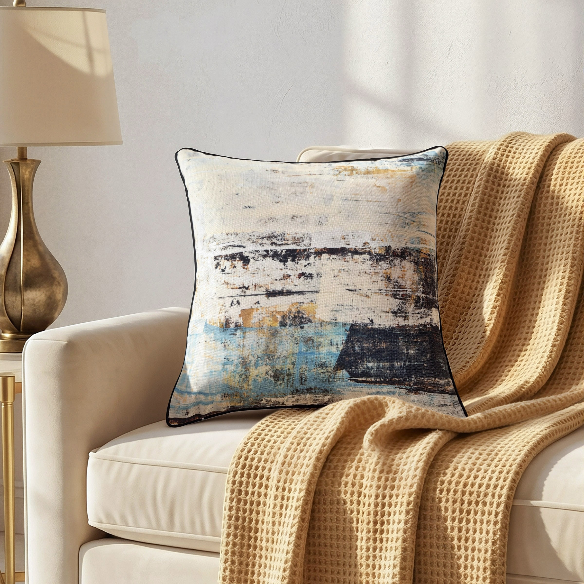 StyleCraft Coastal Horizon Abstract Pillow - Multicolor