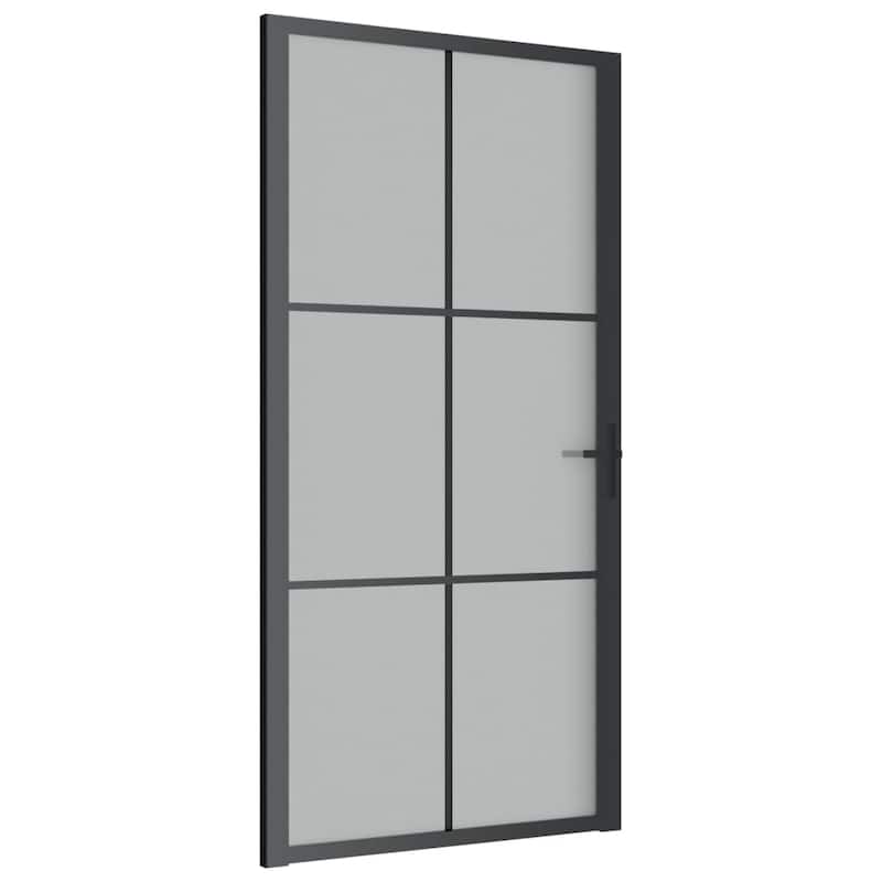 vidaXL Glass Door Interior Door with Alloy Handle ESG Glass and Aluminum Black