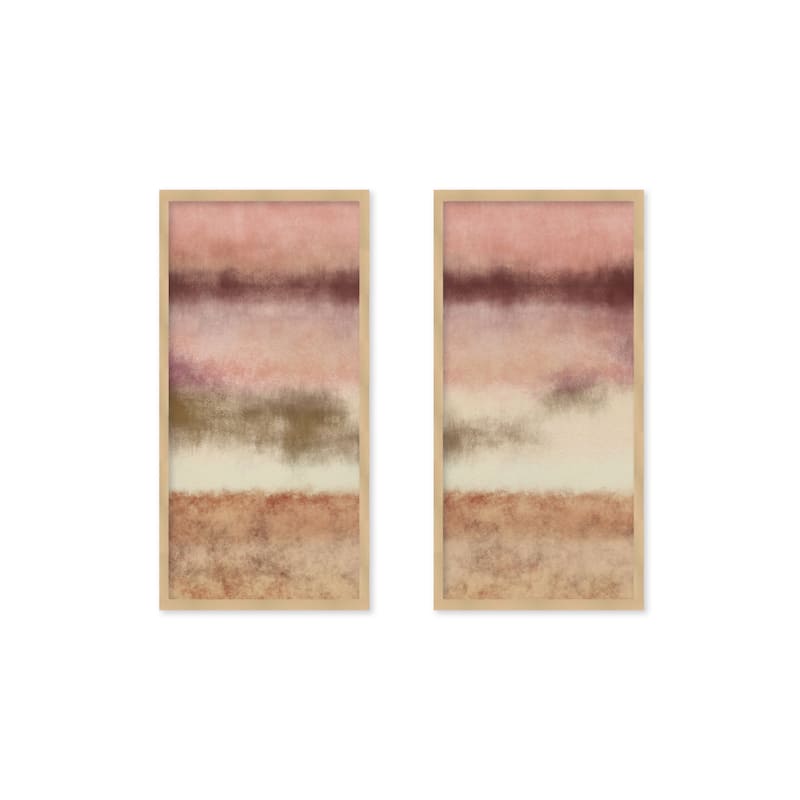 "Abstract watercolor landscape" Set of Two Framed Textured Wall Art