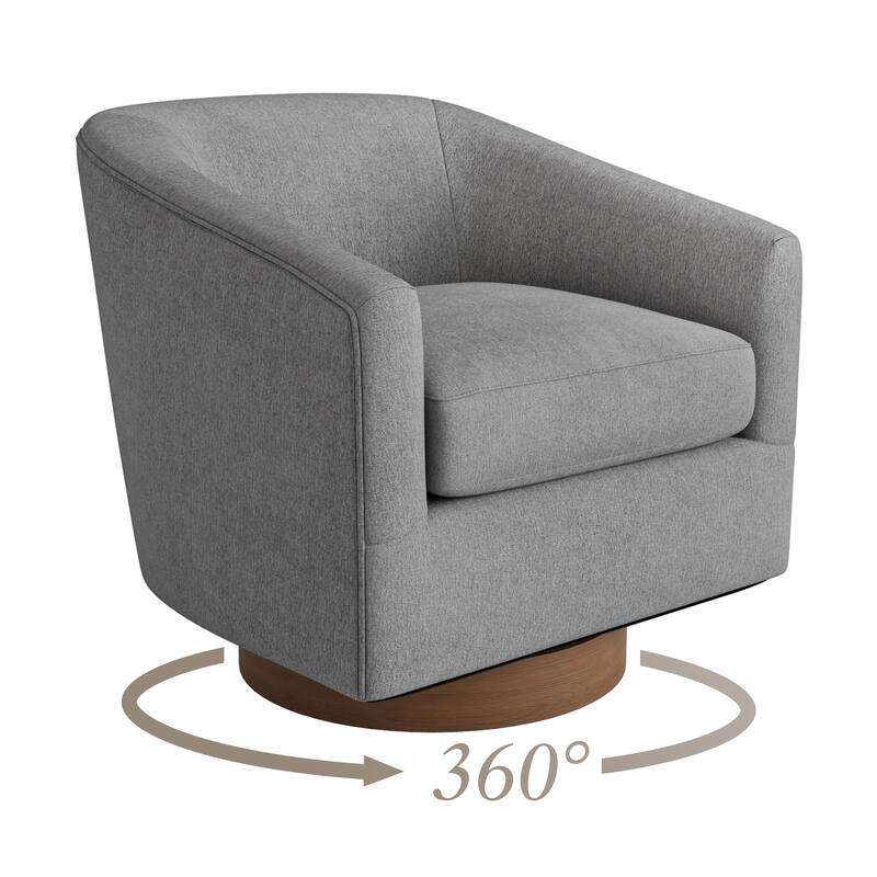 Modern Wooden Barrel Swivel Accent Chair Upholstery Armchair for Living Room