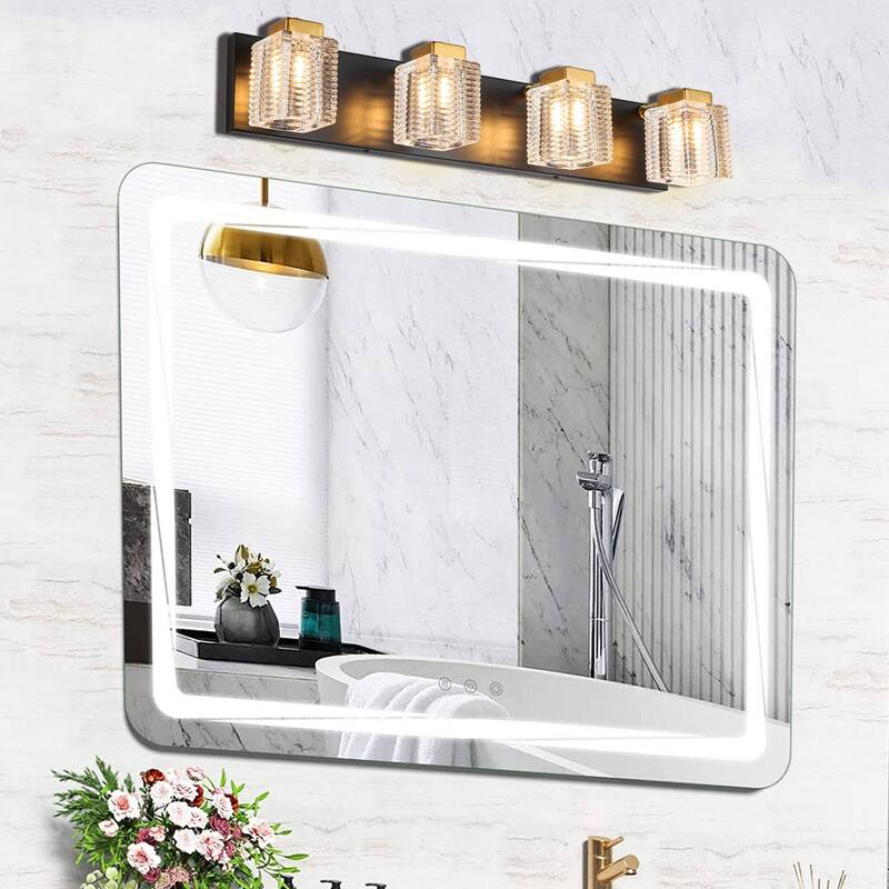 4 Lights Glass Vanity Wall Sconce For Bathroom