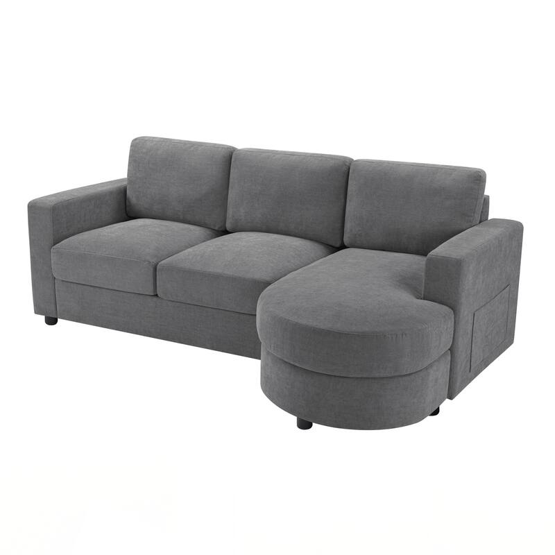 Modern Sectional Sofa 84.6" L-shaped Sofa Couch with a Curved Chaise Lounge