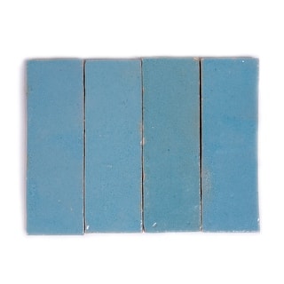Handmade 2x6-in Moroccan Zellige Solid Color Powder Blue