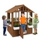 preview thumbnail 1 of 7, Natural White Fir Wood Kids Playhouse with Flowerpot Holders and Large Windows - 47.5" L x 38.5" W x 54" H Natural-White