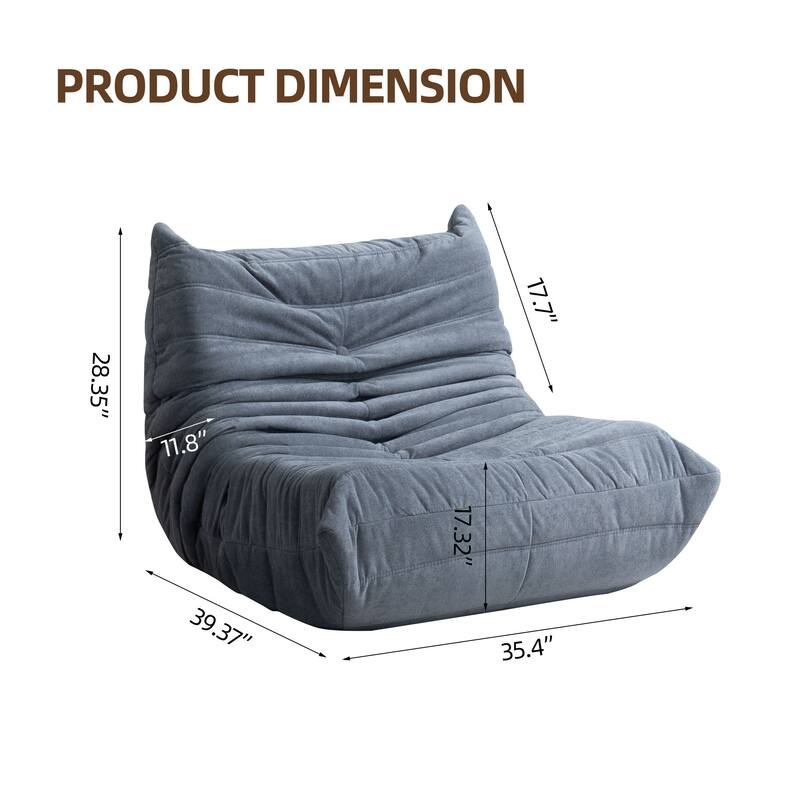 Caterpillar-Like Bean Bag Lounger Sofa Chair,Three-Proof Fabric,Memory Foam,Ergonomic Design
