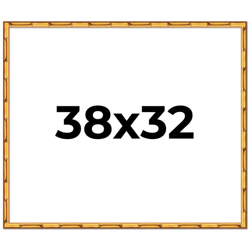38x32 Frame Gold Bamboo Picture Frame Modern Photo Frame Includes UV Acrylic Shatter Guard Front Acid Free Foam Backing Board