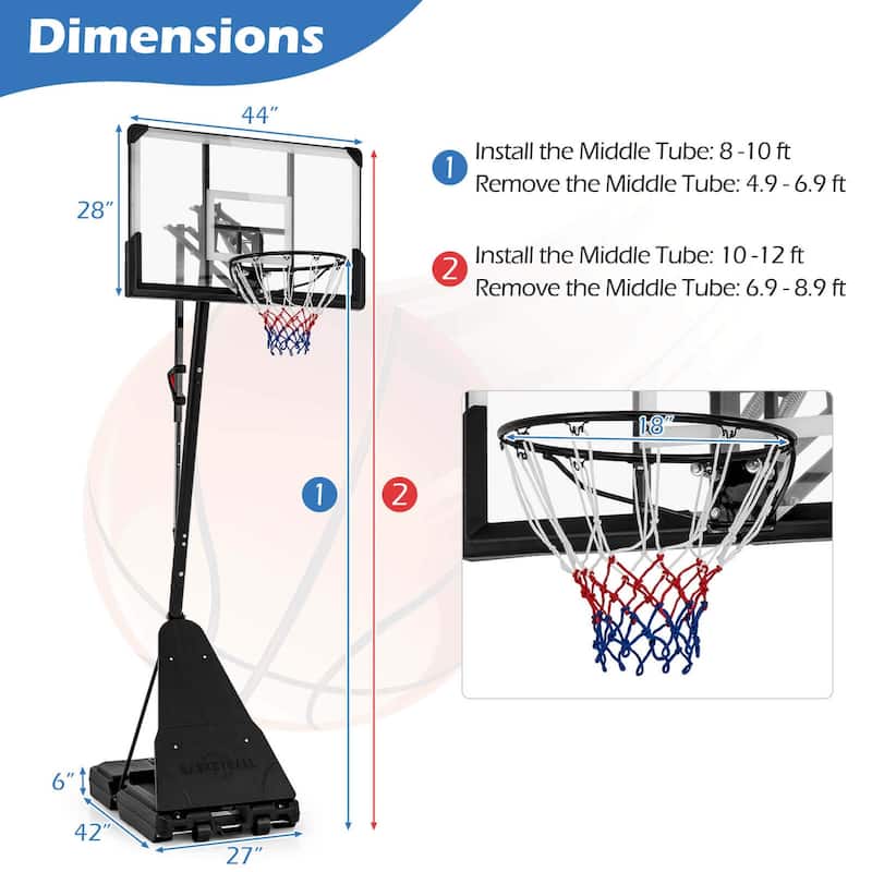 Basketball Hoop Rebound Plate & Wheels Portable Basketball Hoop