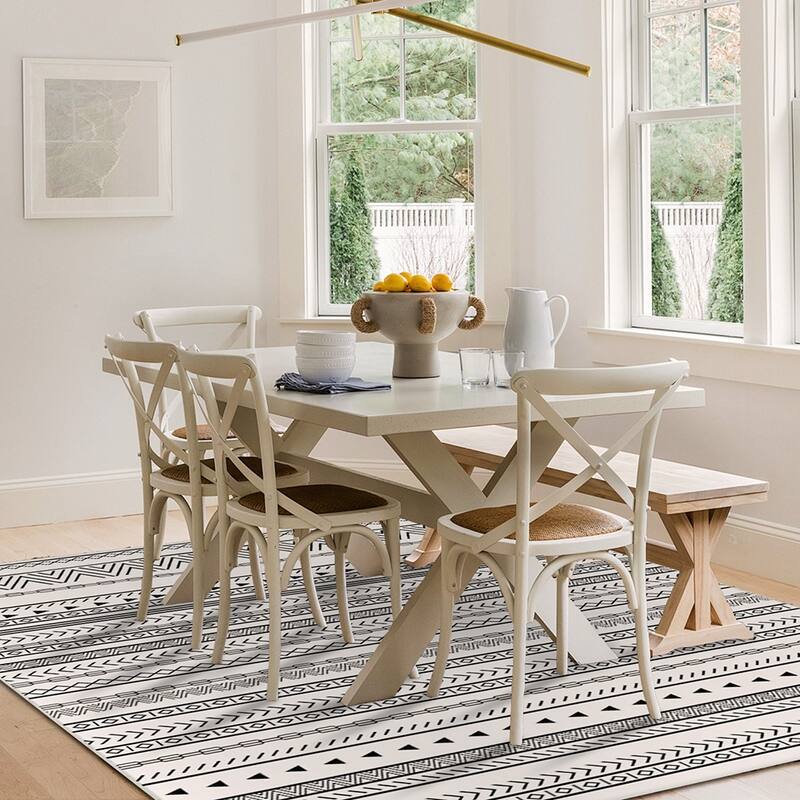 5x7 Wool Area Rug,Modern Non-Slip Washable Zebra Carpet,Living/Bedroom - 5' x 7'