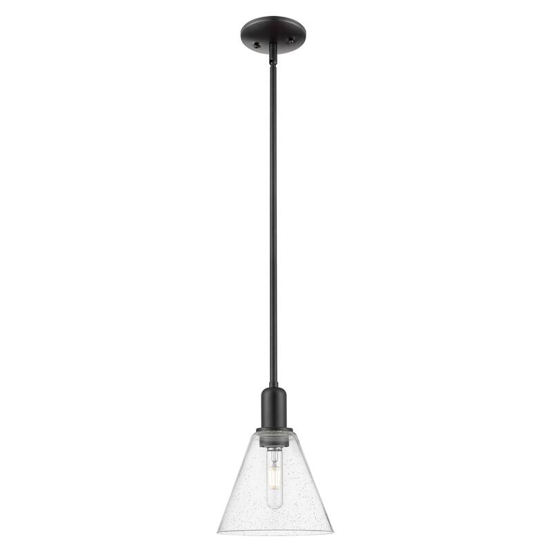 Innovations Lighting Endless Possibilities Arcadia - Berkshire Glass - 1 Light 8" Stem Hung Mini Pendant - Seedy/Matte Black