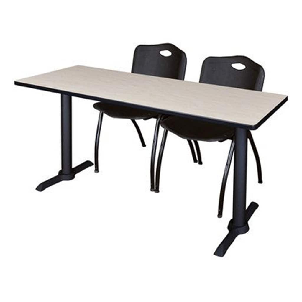 66" x 24" Training Table- Maple & 2 'M' Stack Chairs- Black