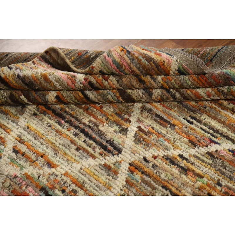 Trellis Moroccan Oriental Rug Handmade Living Room Wool Carpet - 6'6" x 9'9"