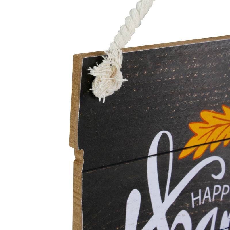 15" Brown Orange Leaves Happy Thanksgiving Wooden Hanging Wall Sign