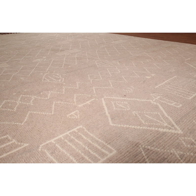 Earth Tone Moroccan Large Oriental Area Rug Handmade Wool Carpet - 9'11"x 15'2"