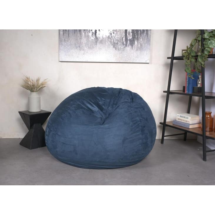 Anmytek 5-Foot Comfortable High-Density Shredded Foam Bean Bag Chair for Adults Deep Navy Blue Comfort Floor Lounger - Blue