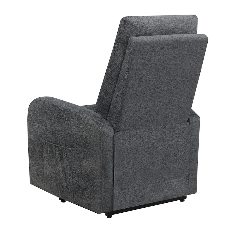 Fabric Power Lift Massage Chair with Tufted Stitched Accent, Dark Gray