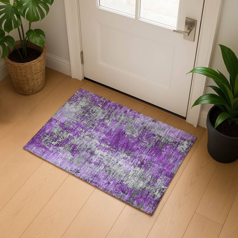 Premium Washable Super Soft Chic Abstract Mayfield Rug - Purple - 1'8" x 2'6"