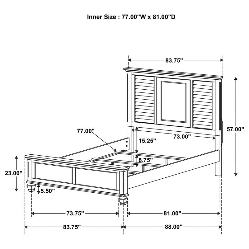 Franco Farmhouse Wood Panel Bed with Turned Leg
