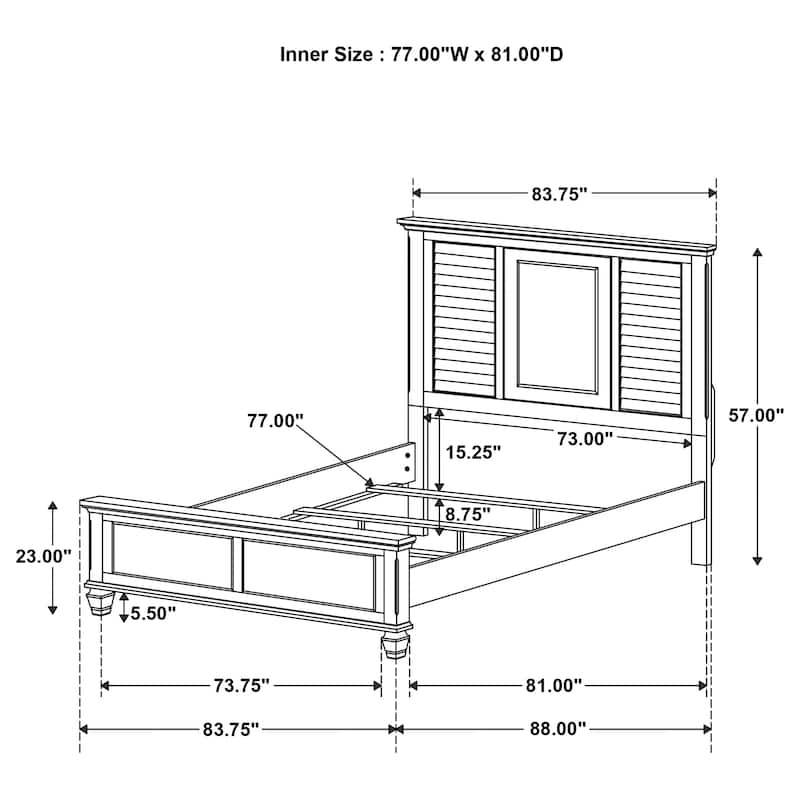 Franco Farmhouse Wood Panel Bed with Turned Leg
