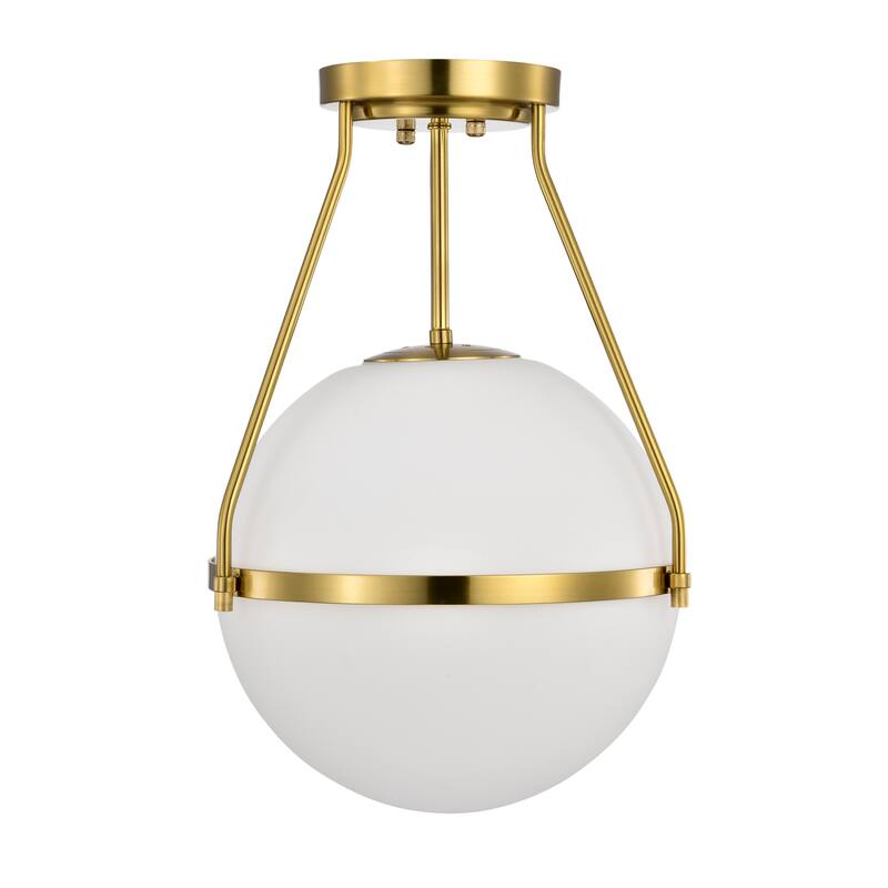 Lomique Contemporary Semi-Flushmount Ceiling Lamp Metal with Frosted Globe