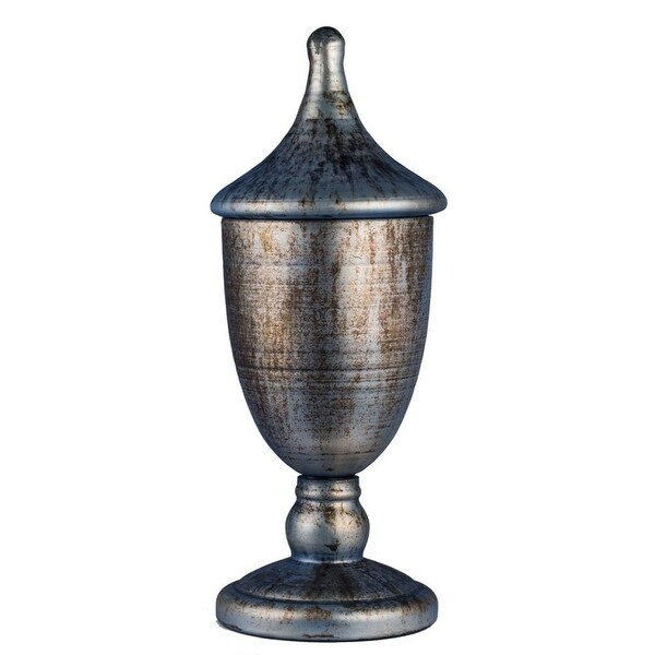 22" Blue and Silver Large Lidded Trophy With Shiny Metallic Cloud - N/A
