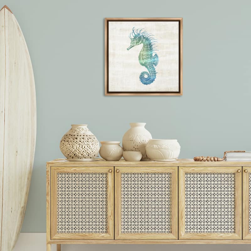 Stupell Ombre Seahorse Expression Framed Floater Canvas Wall Art Design By Susan Arnot