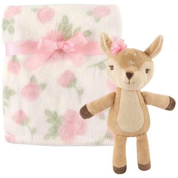 slide 1 of 1, Hudson Baby Infant Girl Plush Blanket with Toy, Fawn, One Size - Fawn - One Size One Size - Fawn