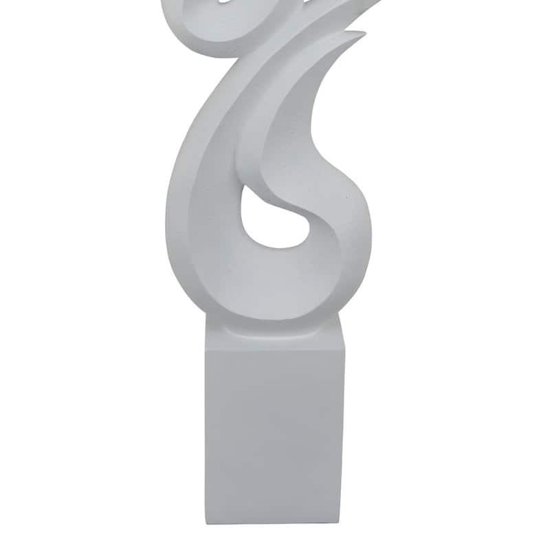 Accent Decor, 36 Inch Tabletop Flame Sculpture, Modern White Resin