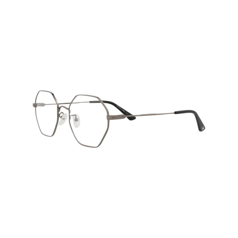 McQ Alexander McQueen Square-Frame Metal Optical Frames, Transparent Lens, Shiny Dark Ruthenium Frame