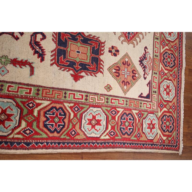 Beige Kazak Oriental Area Rug Handmade Traditional Wool Carpet - 4'10" x 5'9"