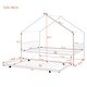 preview thumbnail 4 of 10, Full Size Metal House Bed with Twin Size Trundle & Slats, Kids Bed Frame with Headboard & Footboard, for Kids Girls Boys, White