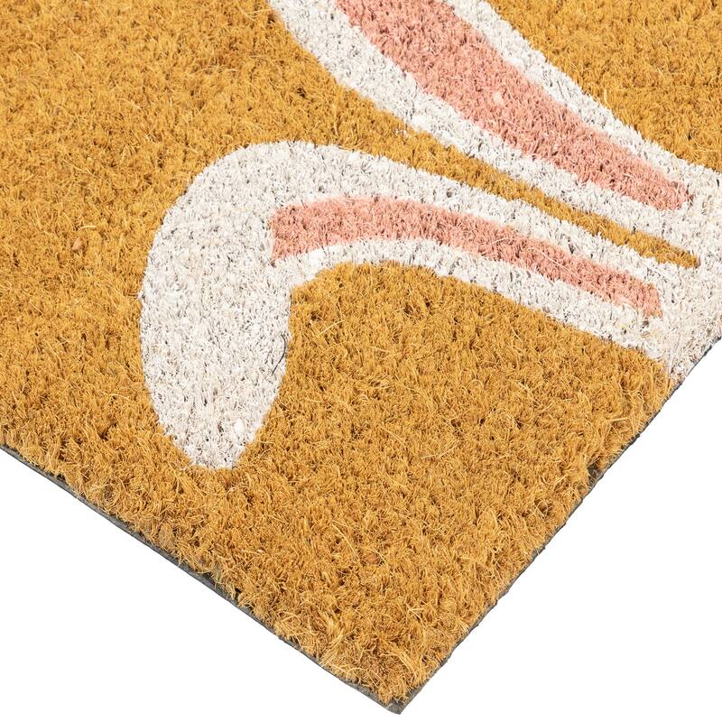 Natural Coir Happy Easter Bunny Ears Outdoor Doormat 18" x 30" - 18" x 30"