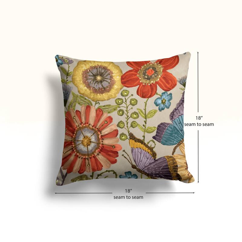 Laural Home Boho Butterfly Garden Decorative Throw Pillow - 18x18