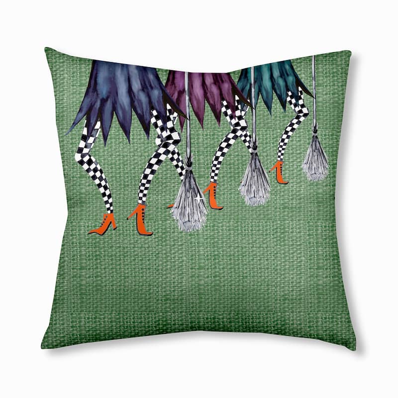 Esmerelda Trippled Halloween Design Tufted Floor Pillow - 26" x 26" - Green