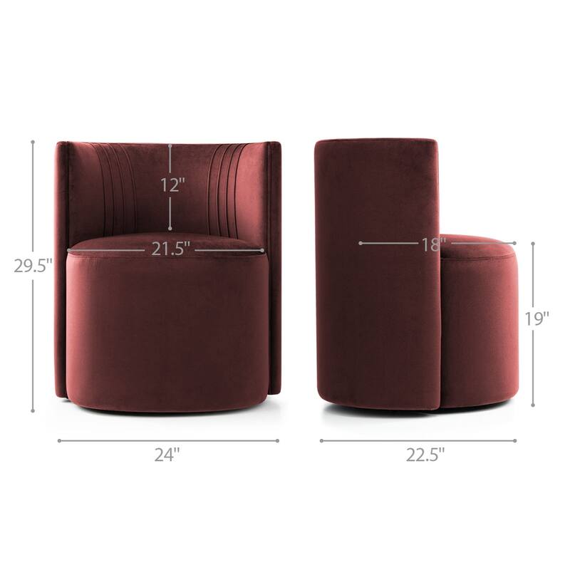 Velvet Swivel Rolling Accent Chairs with Casters
