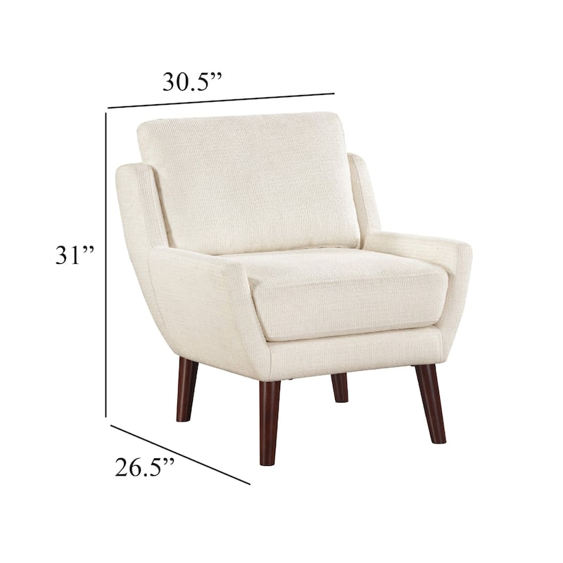 Veny Accent Armchair, Beige Chenille, Solid Wood Angled Legs