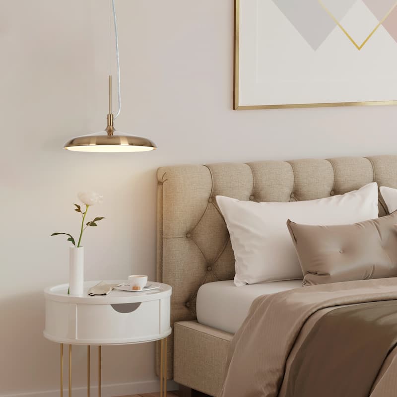 Modern Glam 1-Light Metal Gold LED Pendant Light Kitchen Island Lights for Dining Room - 10" D x 8" H