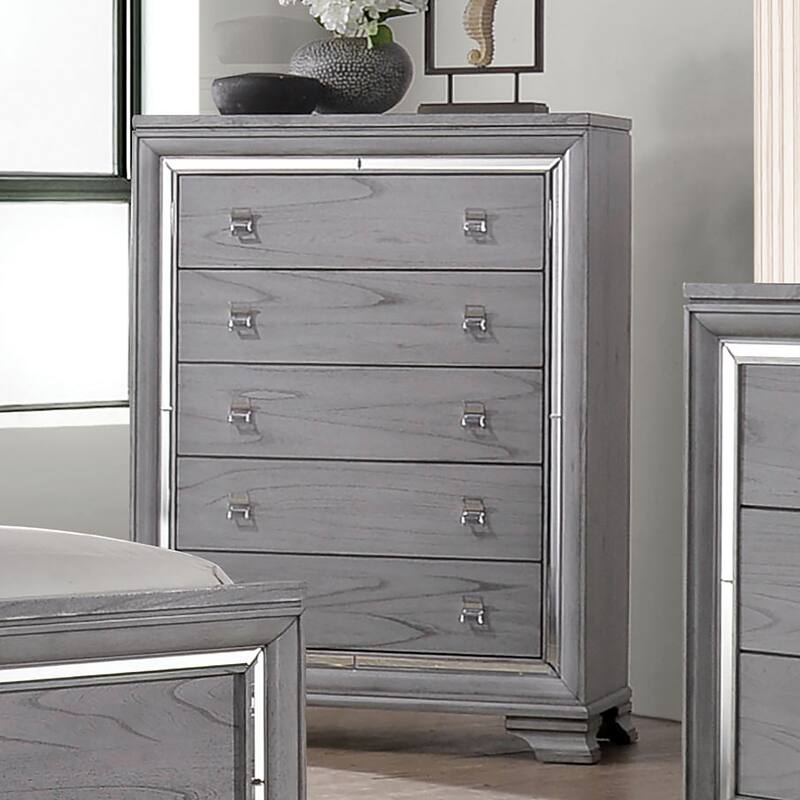 Furniture of America Taia Contemporary Grey 2-Piece Nightstand and Chest Set